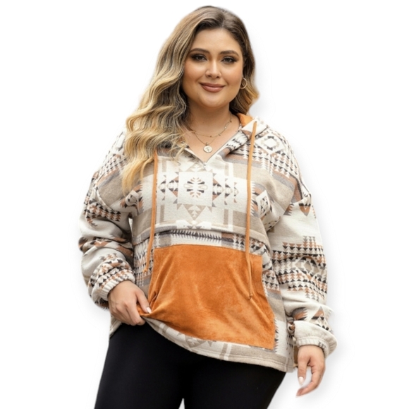 Tribal Print Hoodie Pullover Jacket Size XL - Picture 5 of 11